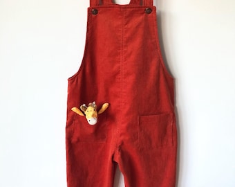Monos de pana para niños, Petos hecho a mano, Peleles unisex para niños, Petos para niños y niñas, Amarillo, Naranja, Otoño/Invierno