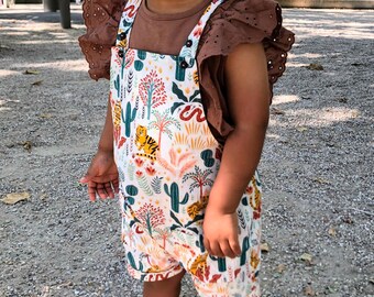 Mono de verano unisex para bebé, Estampado selva tropical con tigres, cactus y serpientes, Pelele de algodón ligero para niños pequeños