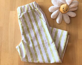 Pantalones de pierna ancha para niños, Pantalones de algodón orgánico, Pantalones de verano, Pantalones a rayas, Ropa ecológica para bebés