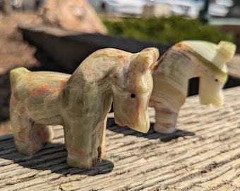 Estatua tallada de caballo de ónix / Figura de ónix de piedra / Animal de ónix / Estatua de animal