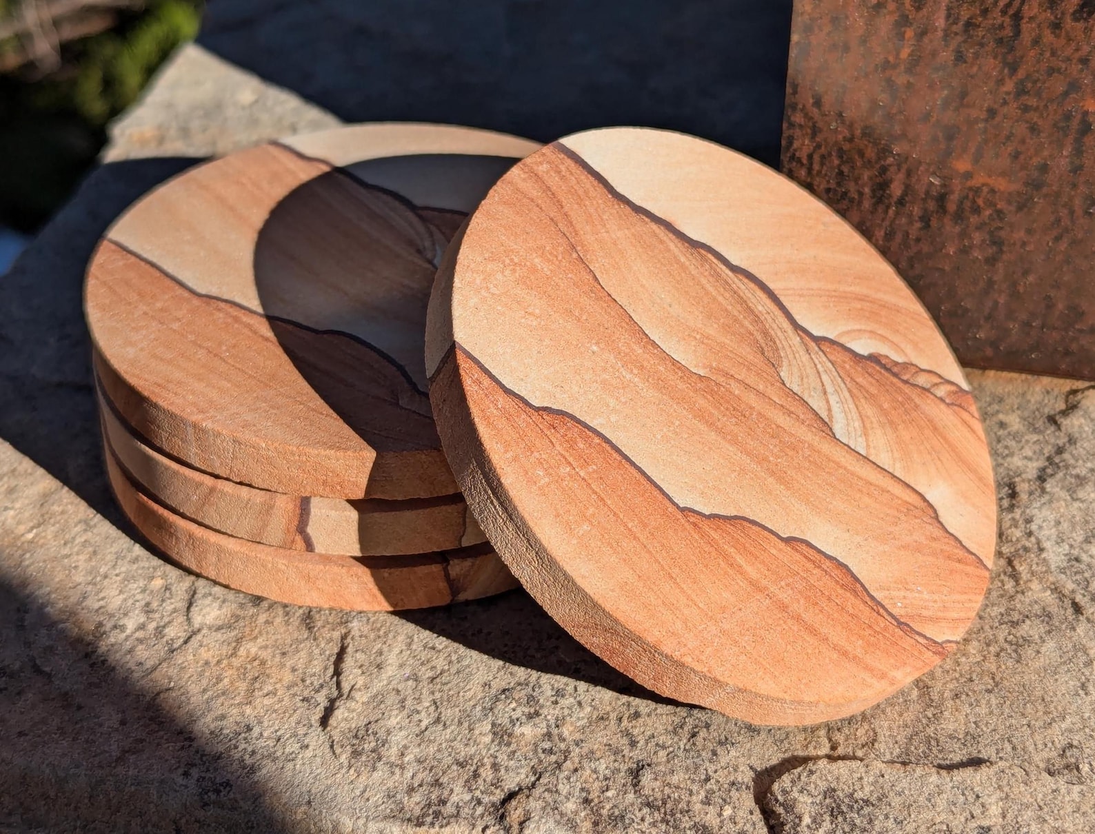 Set of Four Sand Stone Drink Coasters