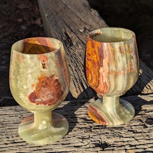 Onyx Wine Glasses / Stone Wine Glass / Set of 2 / Dishes and Glassware