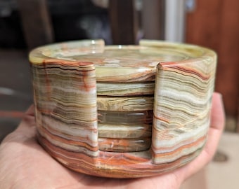 Onyx Stone Coaster Set / Set of Six Onyx Drink Coasters
