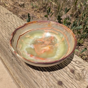 8&quot; Onyx Bowl / Green Stone Carved Dish