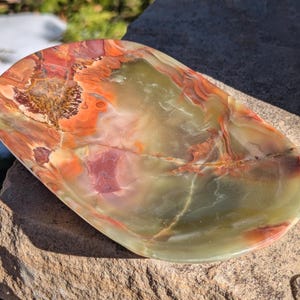 7&quot; Onyx Soap Dish / Green Stone Carved Dish