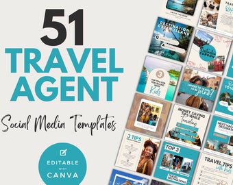 Travel agent social media templates, Travel agent instagram templates, Travel agent editable canva template