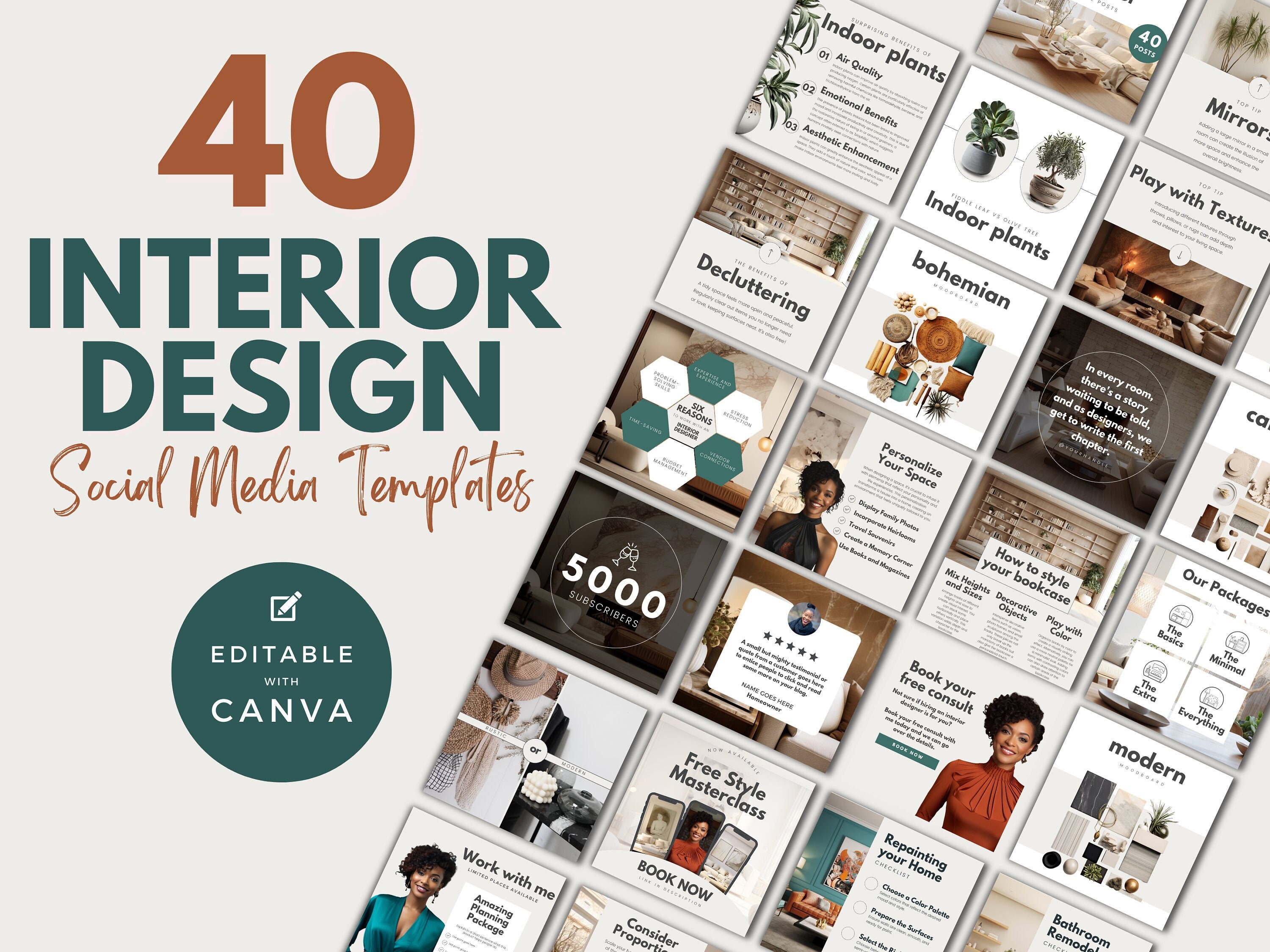 Interior Design Instagram Post Templates Real Estate Social Media Posts ...