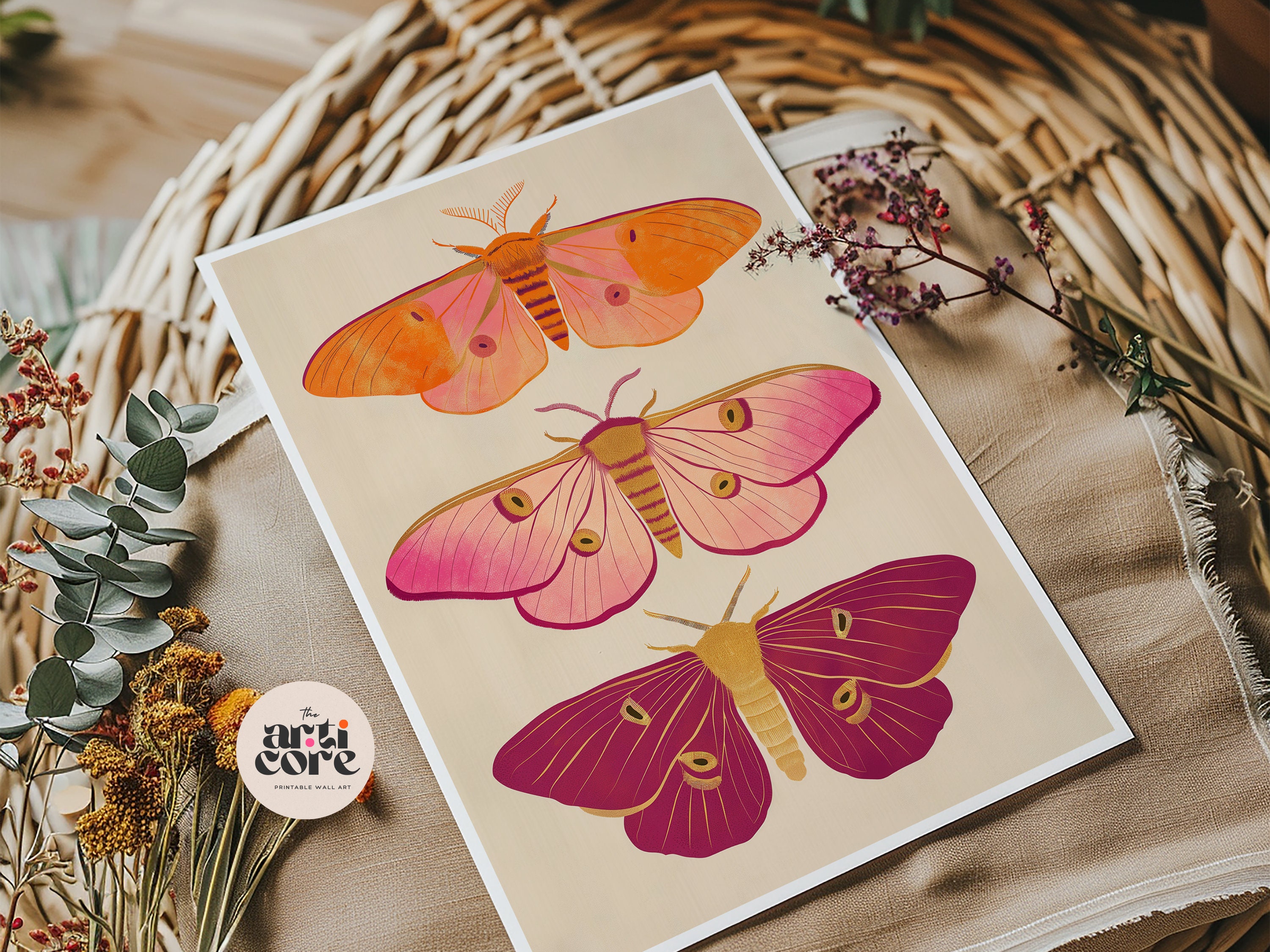 Three Moths Printable Wall Art Instant Digital Download, Modern Home ...