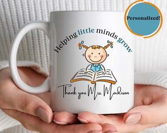 Teacher Gift Personalized Mug Gift Teacher - Helping Little Minds Grow Floral Teacher Gifts, Teacher Appreciation Gift, for-school-teacher