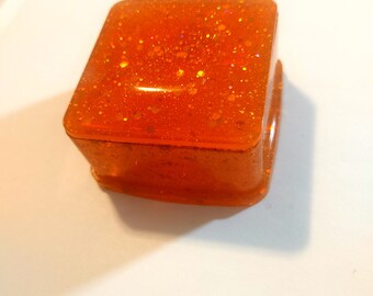 Orange Glitter Quadrat Schmuckschatulle