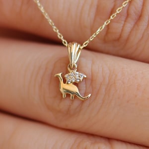 Minimalist Gold Baby Dragon Charm Necklace , 14k Solid Gold Dinosaur Trex Necklaces , Gold Dragon Pendant , Valentines Mothers Day Gift Idea