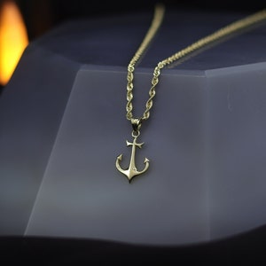 Unique 14k Solid Gold Mariner Anchor Necklace For Mens and Womens , Gold Sailor Pendant , Nautical Jewelry Gift For Mens , Ship Anchor Charm