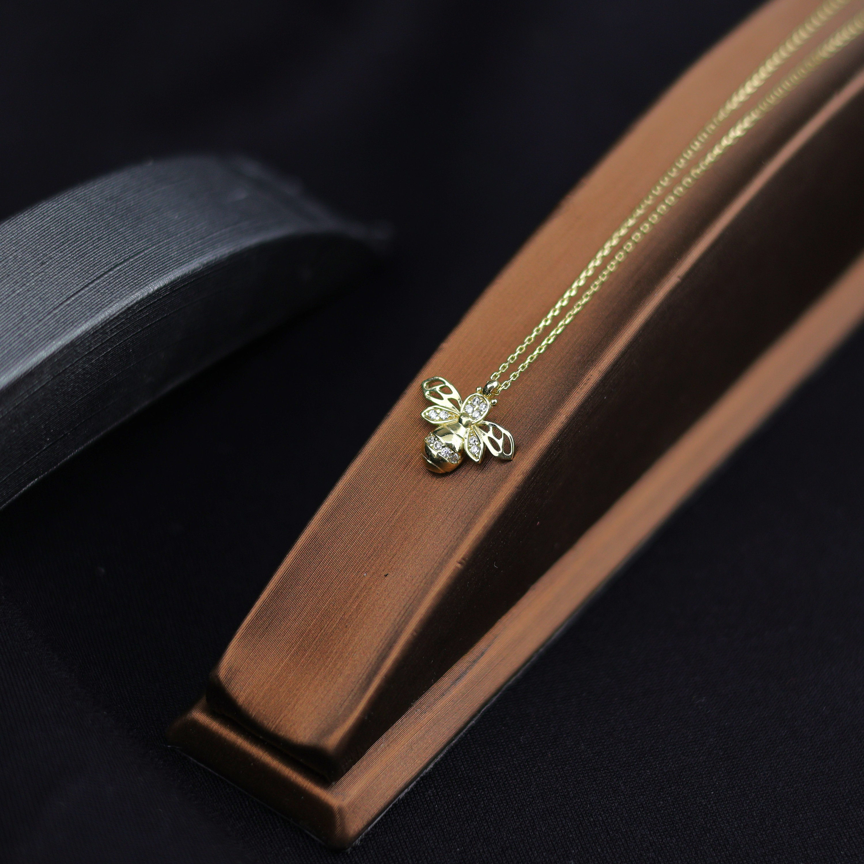 Dainty 14k Solid Gold Firefly Necklace for Womens , Minimalist Gold ...