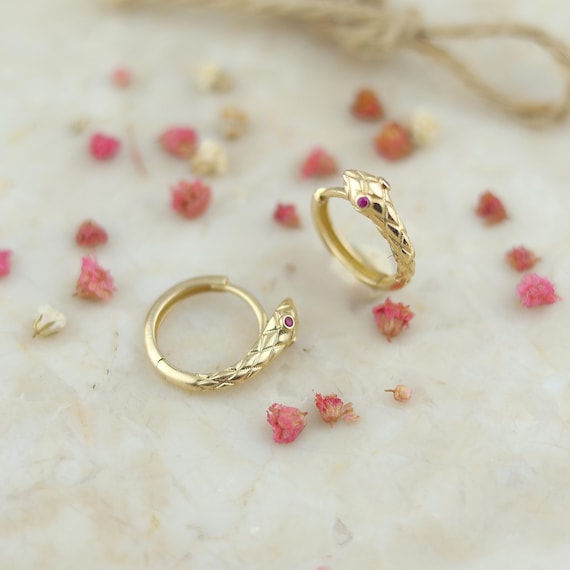 Orecchini Donna Pendenti Oro A Forma Di Serpente: Cerchio Ipoallergenico In Acciaio Inox, Gioielli Grossi E Lucenti, Regalo In Confezione Lussuosa - 3