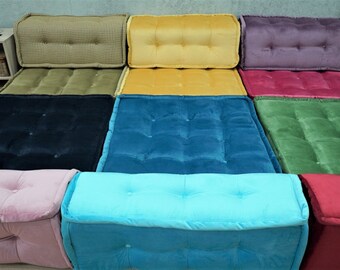 Foldable bed sofa, Velvet sofa floor couch, Japanese floor sofa, Moroccan floor couch, Majlis sofa, Colorful modular floor couch, Couch bed