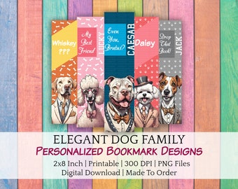 Personalized Bookmark Designs, Printable Cute Suit Dog Drawings, Funny Dog Bookmark Gift For Gf, Aesthetic Unique Bookmark Gift For Readers