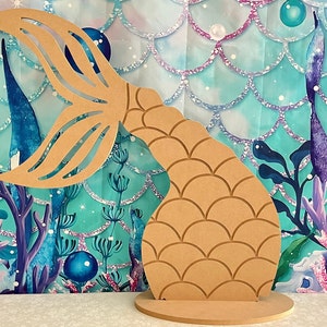Wooden Mermaid tail, Mermaid party prop, Under the sea party, Under the water, little mermaid decorations, kids party, birthday party decor