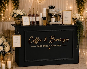 Luxury Party Cart with Rope Trim, Coffee Bar Station, Tea Party Display Table, Collapsible Drink Station, Serving Cart, Mobile vendor cart