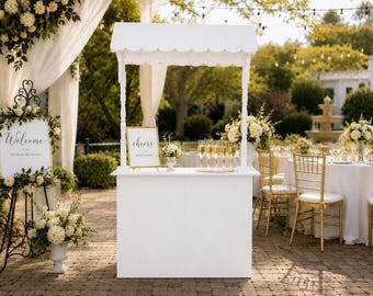 Wedding Champagne Cart with Canopy, Wedding Coffee Cart, Wedding Cocktail Bar, Bridal Shower Beverage Station, Party Reception Canopy cart
