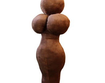 Size 3 stuffed Medina with Head Nibina fleece sculpture depicting female body