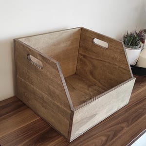 Cassa per dischi in vinile e organizer da scrivania in compensato - Conservazione LP da 12"