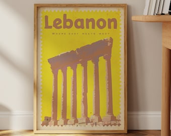 Travel Poster No 6, Lebanon Print, Art Print, Lebanon Wall Art, Wall Decor, Travel Poster, Lebanon, Middle East, Lebanon Art, Lebanese