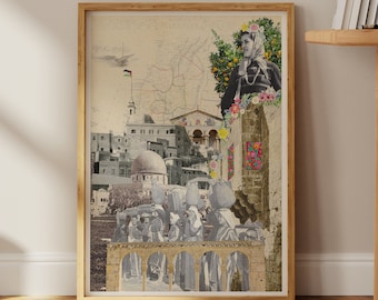 Palestine Poster No 20, Palestine Print, Palestine Art Print, Palestine Wall Art, Wall Decor, Travel Poster, Middle East, Palestine Collage