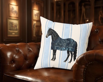 Luxury Equestrian Horse Throw Pillow | Vintage Horse Home Decor | Elegant Horse Lover Accent Cushion