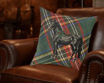 Vintage Equestrian Horse Pillow | Luxury Horse Lover Home Decor | Country Chic Throw Cushion