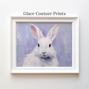 Abstract White Bunny Rabbit on Purple | Easter Art | Digital Download | Printable Wall Art |