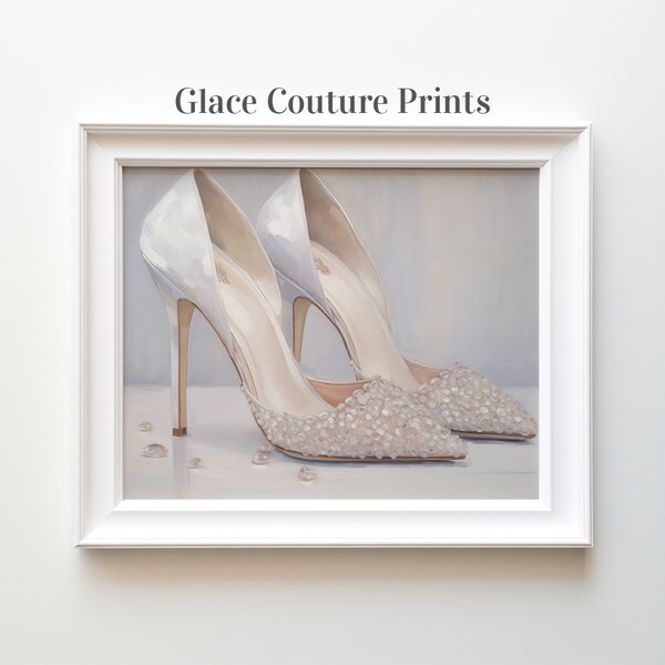 Abstract Style Ivory Jeweled D'orsay Heels | Digital Download | Printable Wall Art |