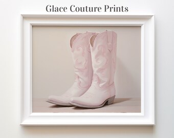 Pink Cowgirl Boot Print: Western Fashion Decor (Digital Download)