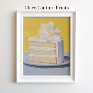 Piece of Cake Art Print Yellow Cake Dessert Instant Wall Art Kitchen Poster Digital Download Food Artwork Sweet Home Decor Printable Gift