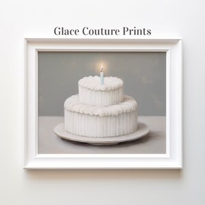 Layer Cake Art Print: White Dessert Painting (Digital Download)
