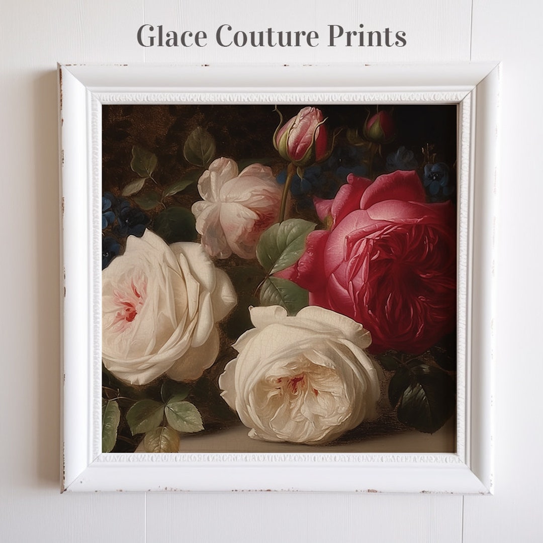 Garden Rose Art Print: Moody Floral Home Decor (digital Download ...