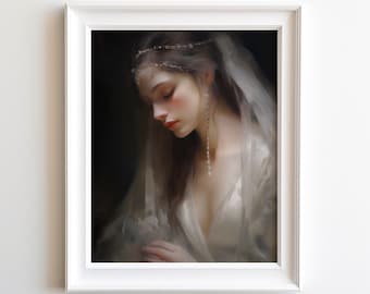 Abstract Style Portrait with Shimmering Veil | Digital Download | Printable Wall Art |