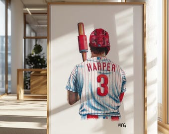 Bryce Harper Acquerello Dipinto-Stampa artistica