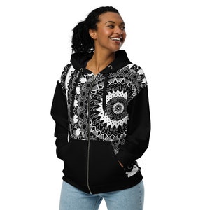 Mandala Unisex Zip Hoodie Unique Eye-catching Design Fashion Forward Sport Wear