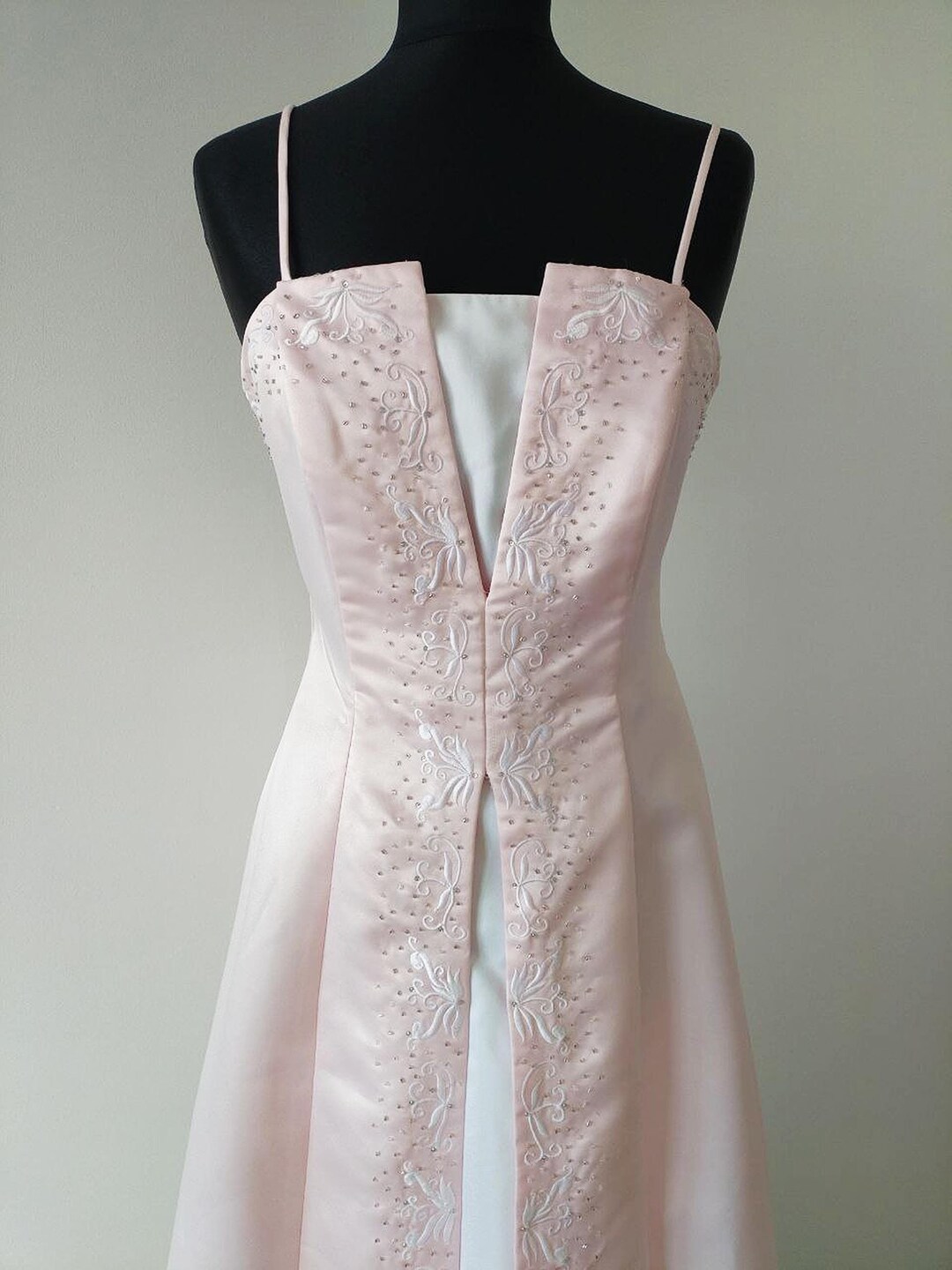 Elegant  Pink Satin Beaded A Line Long Party Dress Wedding Guest Dress SP1759