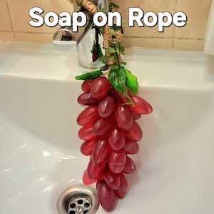 Handmade Grape Soap on Rope: Fruity Artisan Bathroom Decor Handmade Soap on Rope | Unique Gift for Her & Him | Artisan Soap Bar