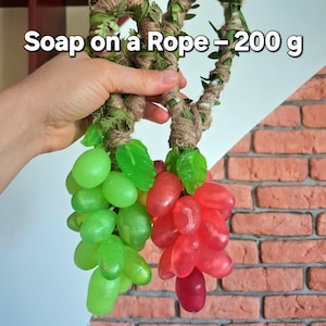 Handmade Grape Soap on a Rope –  Natural Fruit Cluster Soap, Juicy Scent, Decorative Spa Gift