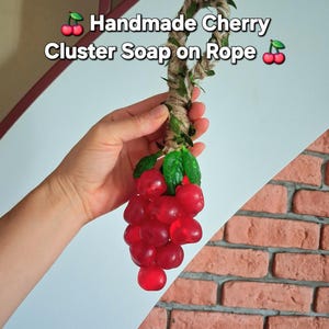 Cherry Cluster Soap: Realistic Fruit Soap, Handmade Bath Decor