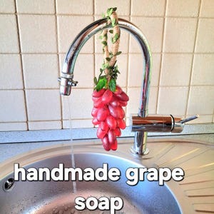Handmade Grape Soap on Rope: Fruity Artisan Bathroom Decor