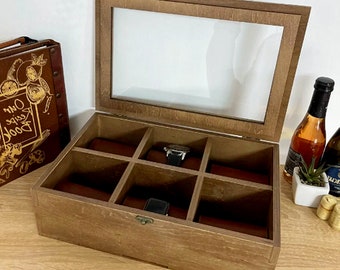 watch box, Watch box with engraving, casket, wooden box, mens watch box, wood watch box, watch holder, watch box for men, mens jewelry box,