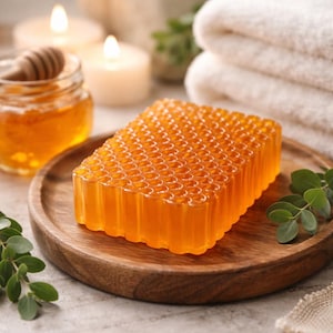 Handmade Honey Soap Honeycomb Glycerin Soap  Natural Spa Soap  Beeswax Style Soap  Gift for Her  Moisturizing Soap