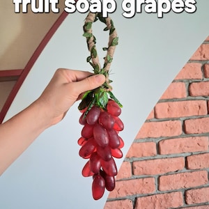 Handmade Grape Soap on Rope: Fruity Artisan Bathroom Decor Handmade Soap on Rope | Unique Gift for Her & Him | Artisan Soap Bar