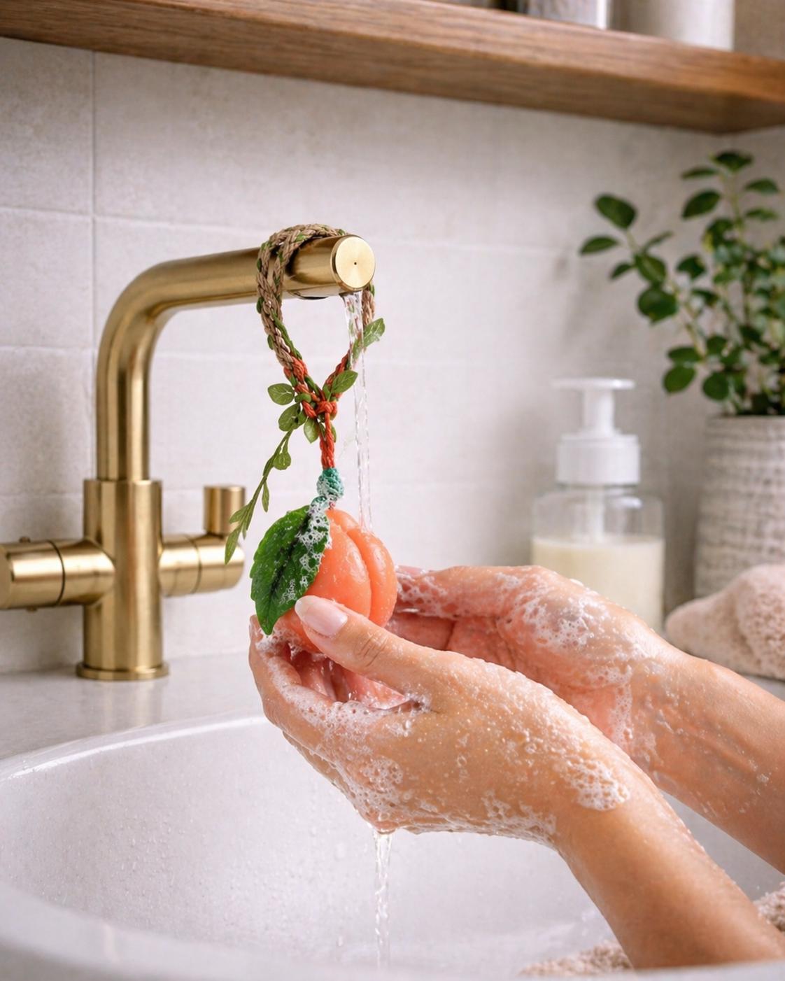 Handmade Apricot Soap on a Rope, Fruit Shaped Hanging Hand Soap (30g ...