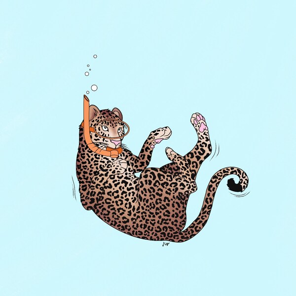 Illustration numérique - Underwater Feline