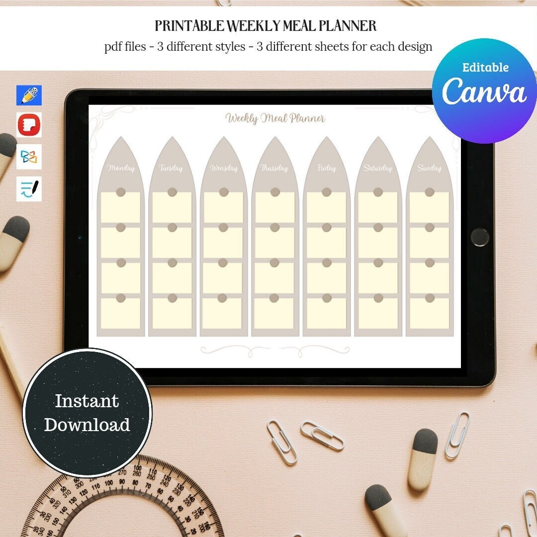 Printable Weekly Meal Planner - Etsy