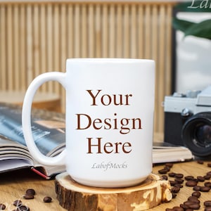 Coffee mug mockup White ceramic mug 15oz Printify mug mock up Trendy
